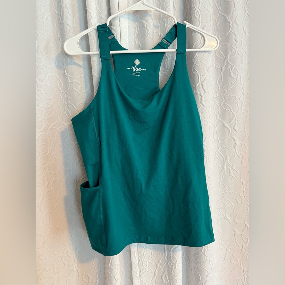 Rise by LuLaRoe(XL)- Blue Sleeveless Tank Top with POCKETS and thick straps